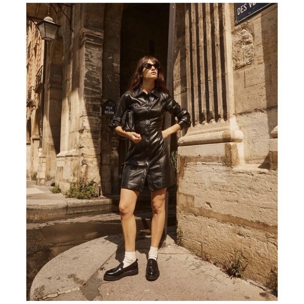 NEW Rails Ruby Faux Leather Black Mini Shirtdress Size Small Long Sleeve NWT - Picture 7 of 14